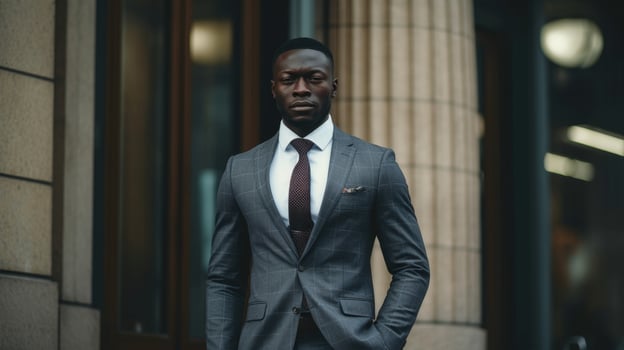 Confident businessman in a gray suit photo
