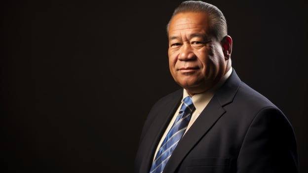 Serious businessman in dark suit and tie photo
