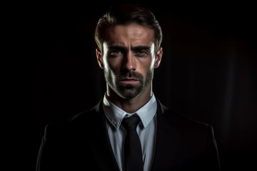 Serious businessman in dark suit and tie photo