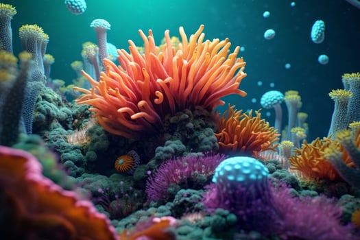 Vibrant underwater coral reef scene photo