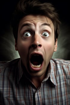 Shocked and surprised man with wide open eyes and mouth photo