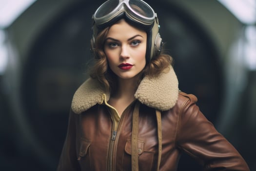 Vintage pilot fashion portrait photo