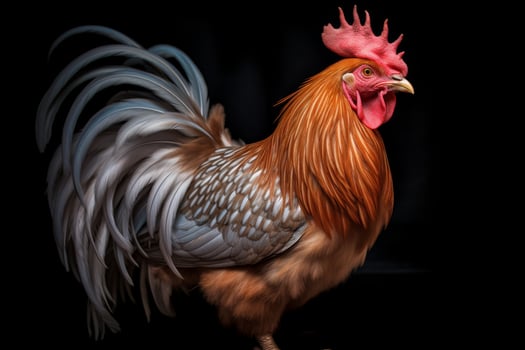 Vibrant rooster with striking feathers photo
