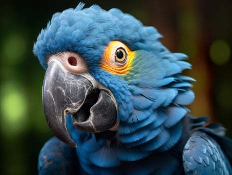 close up of a vibrant blue parrot photo