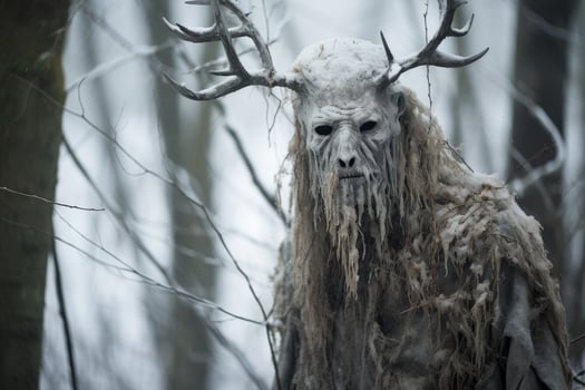 Mysterious snow covered forest creature photo