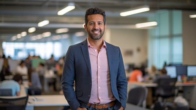 Smiling businessman in modern office photo