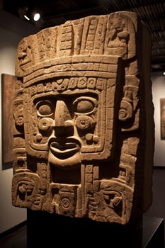 ancient carved stone sculpture with intricate designs photo