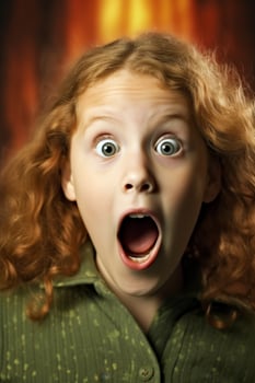 Surprised young girl with wide open mouth and eyes photo