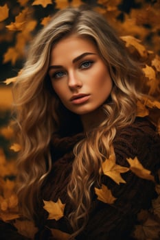 Autumn beauty portrait of a young woman photo