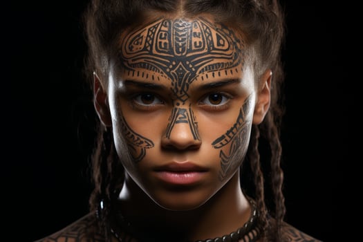 Intense facial tattoo portrait photo