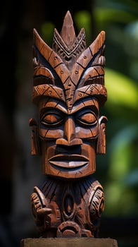 Intricately carved wooden tiki idol photo