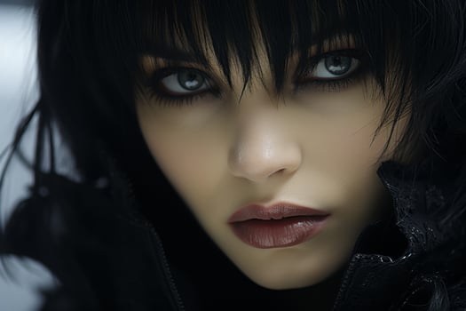Mysterious woman with intense gaze photo