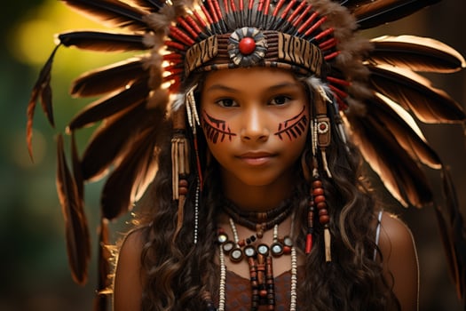 indigenous child in traditional headdress photo