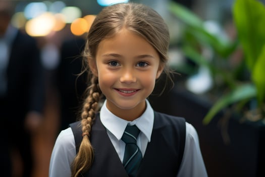 smiling young girl in school uniform photo