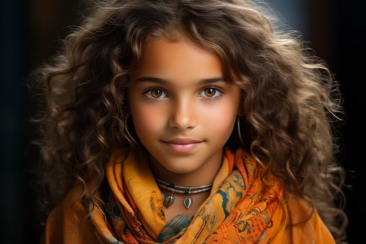 Captivating portrait of a young girl with curly hair photo
