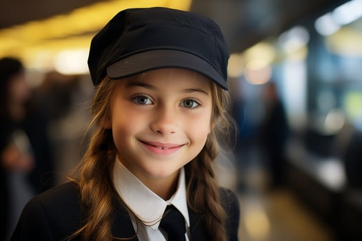 Smiling girl in school uniform photo