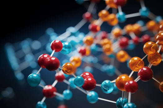 Molecular structure model with colorful atoms photo