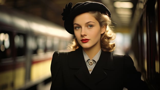 Elegant woman in vintage fashion photo