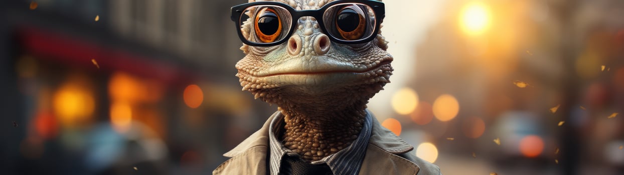 Stylish reptile wearing sunglasses photo