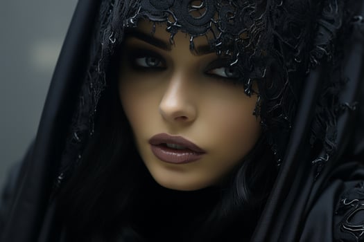 mysterious woman in dark veil photo