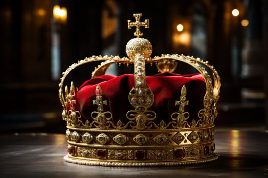 Ornate golden crown with jewels and cross photo