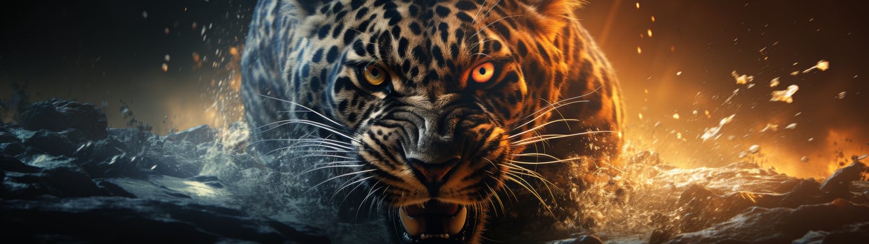 Fierce leopard in action photo