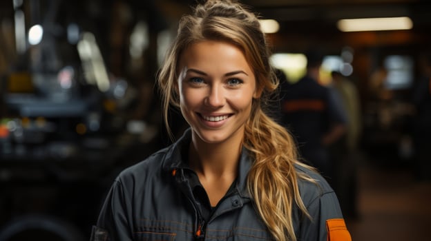 Smiling woman in casual outfit photo