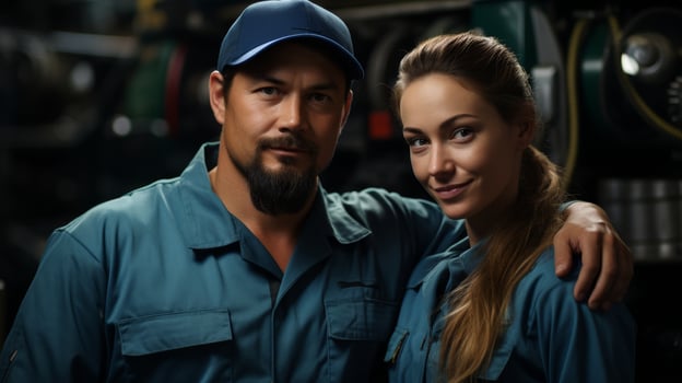 Confident workers in protective workwear photo