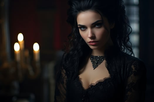 Mysterious woman in dark gothic fashion photo