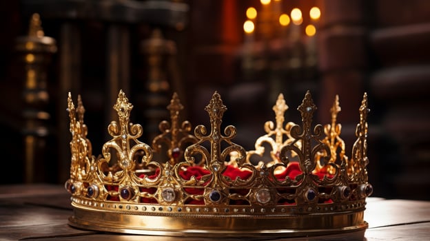 Ornate golden crown with jewels photo