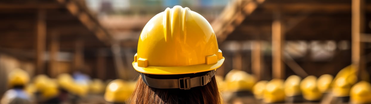 construction worker safety helmet on site photo