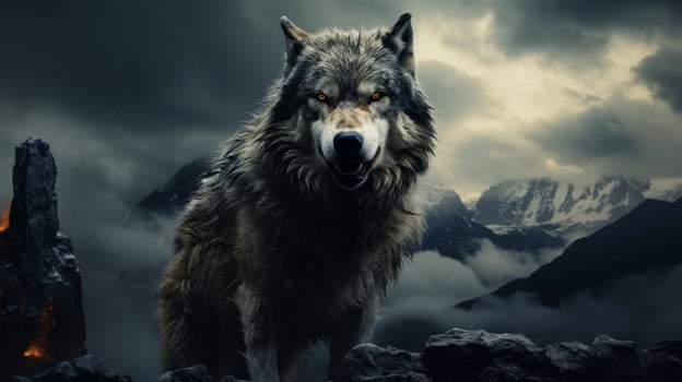 Fierce wolf in the wild photo