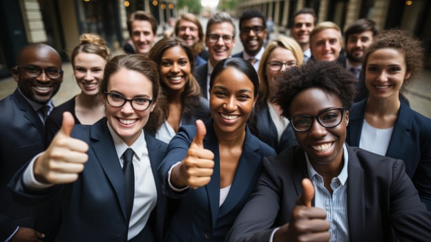 diverse business team giving thumbs up photo