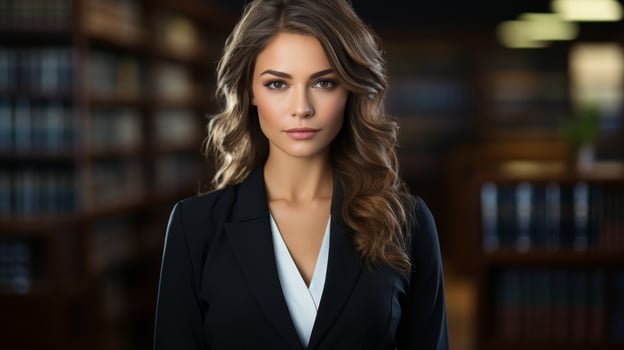 confident young woman in black suit photo