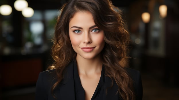 Confident woman with beautiful wavy hair photo