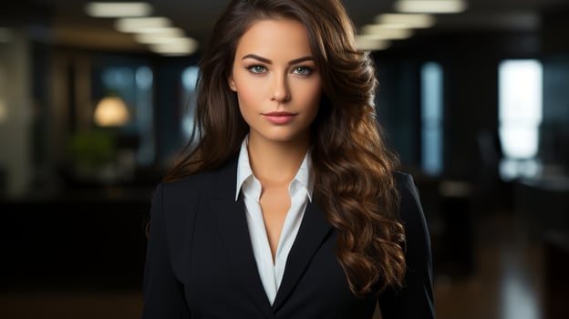 Confident business woman with long brown hair photo