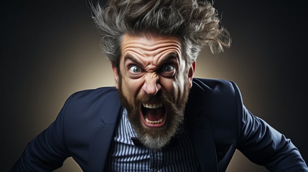 Angry businessman with wild hair photo