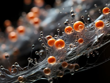 Intricate fungal spores under microscope photo