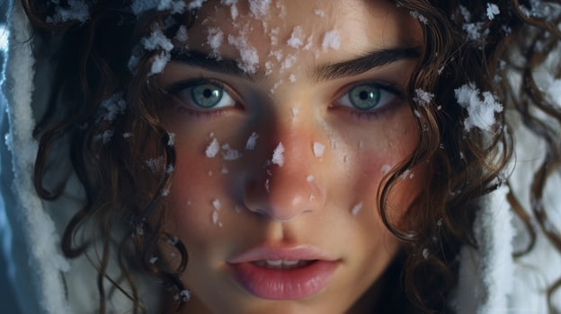 Captivating winter portrait of a young woman photo