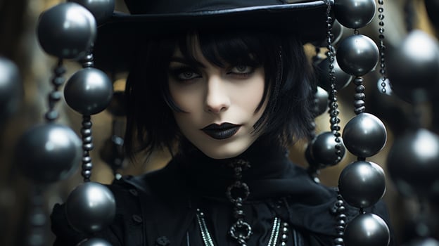 gothic fashion portrait of a mysterious woman photo