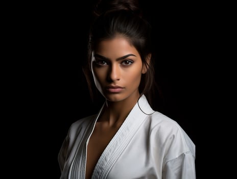 Confident woman in martial arts uniform photo