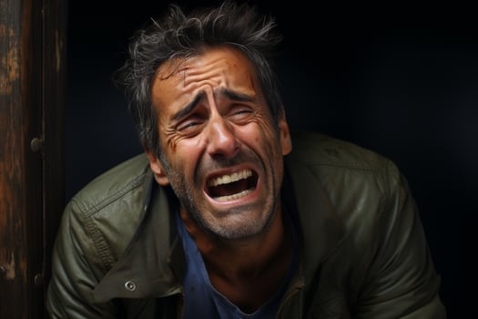 Intense emotional expression of a man photo