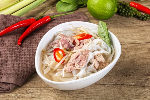 Vietnamese Pho Bo soup with beef photo