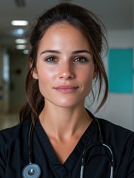 A woman in a hospital photo