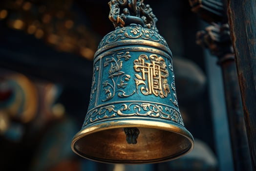 Ornate hanging bell showing traditional chinese design photo
