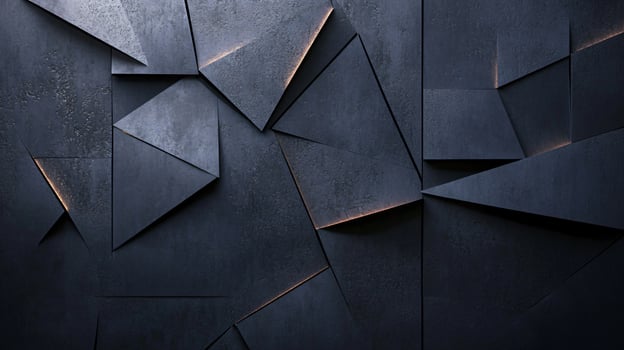 A black and white photo of a wall with many triangles