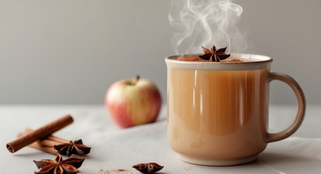 Hot Apple Cider with Cinnamon and Star Anise Accents. photo