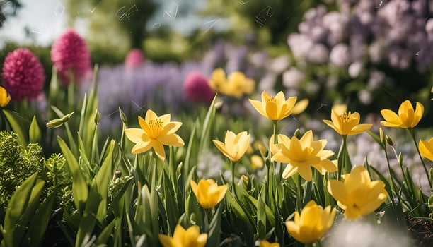 Yellow Flowers in a Spring Garden photo