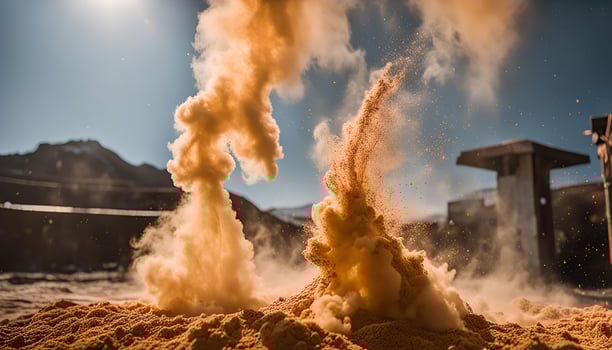 Sulphur Dust Plumes Rising in the Air photo