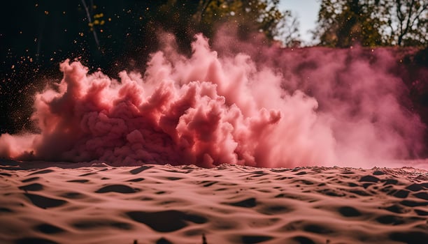 Pink Smoke Explosion in Desert photo